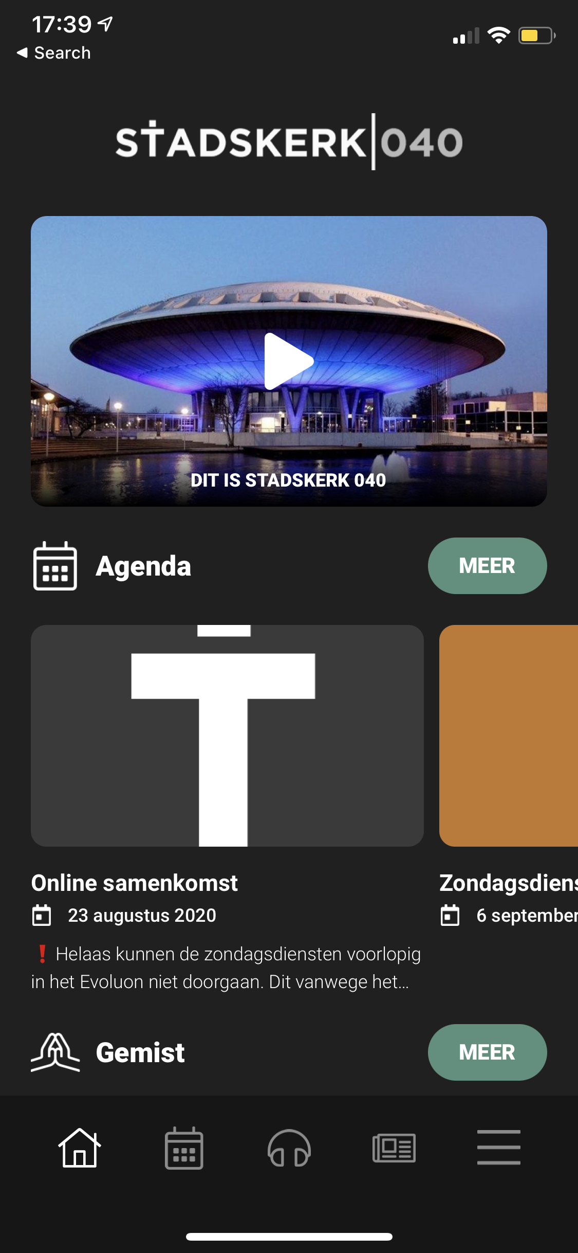 Stadskerk 040-app screen #1